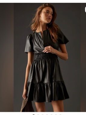 Simply Southern Faux Leather Brown Dress Womens LARGE New fit & flare sexy